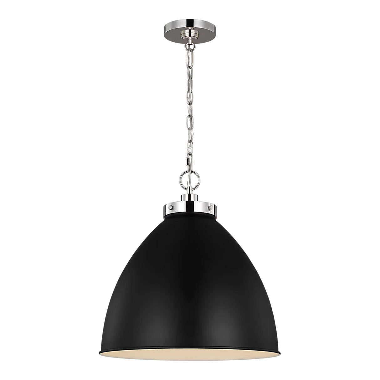 Rodney Large Pendant 18", Matte Black and Polished Nickel