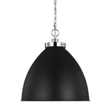 Rodney Large Pendant 18", Matte Black and Polished Nickel