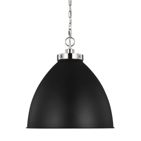 Rodney Large Pendant 18", Matte Black and Polished Nickel