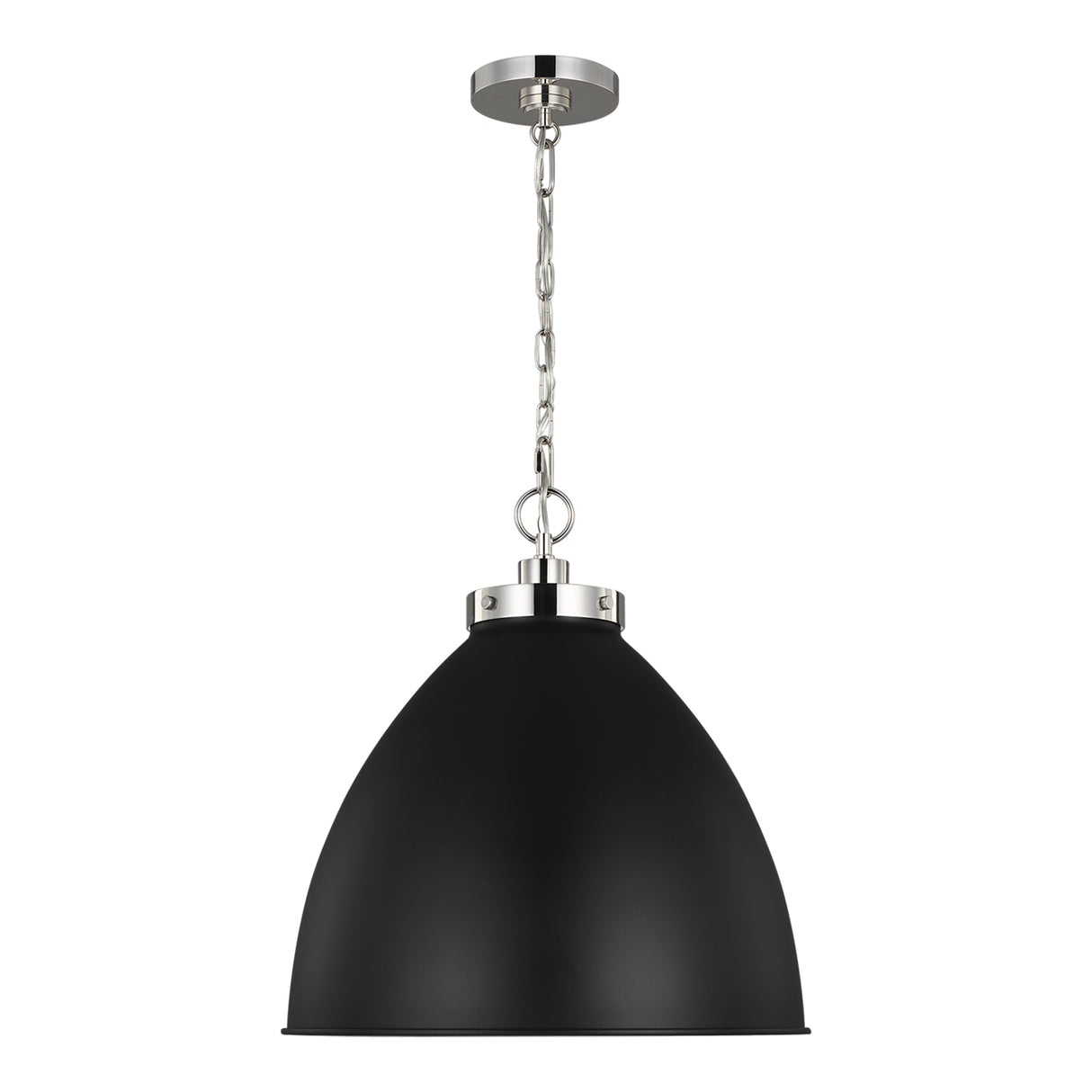 Rodney Large Pendant 18", Matte Black and Polished Nickel