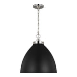 Rodney Large Pendant 18", Matte Black and Polished Nickel