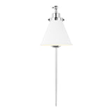 Classon Adjustable One Arm Wall Sconce, Matte White and Polished Nickel