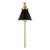 Classon Adjustable One Arm Wall Sconce, Matte Black and Modern Brass
