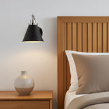 Classon Adjustable One Arm Wall Sconce, Matte Black and Polished Nickel