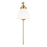 Rodney Adjustable One Arm Wall Sconce, Matte White and Modern Brass