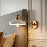 Franklin Adjustable One Arm Wall Sconce, Matte White and Modern Brass