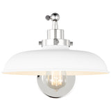 Franklin Adjustable One Arm Wall Sconce, Matte White and Polished Nickel