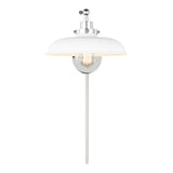 Franklin Adjustable One Arm Wall Sconce, Matte White and Polished Nickel