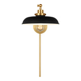 Franklin Adjustable One Arm Wall Sconce, Matte Black and Modern Brass