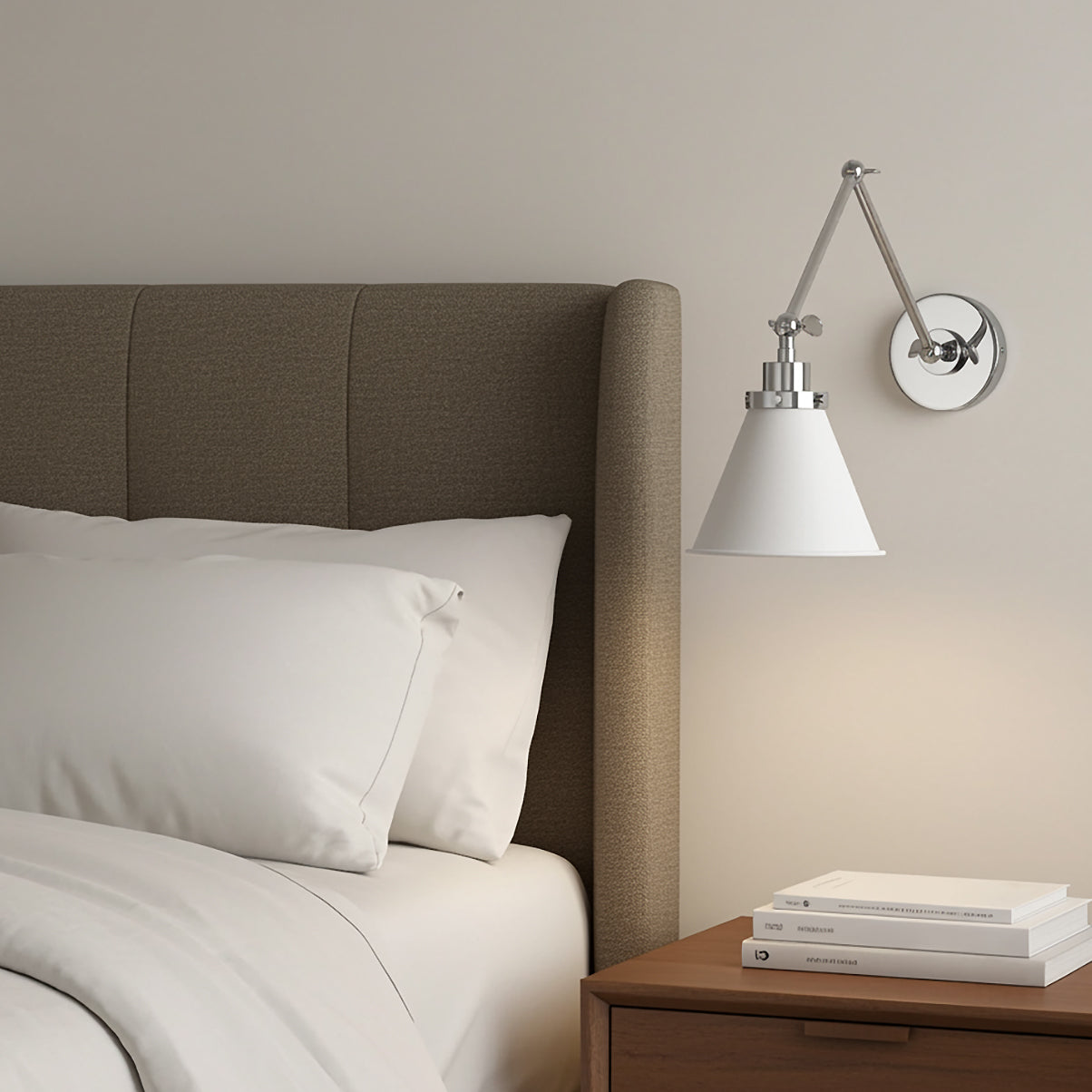 Classon Adjustable Two Arm Wall Sconce for Modern home with White