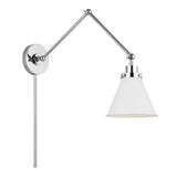 Classon Adjustable Two Arm Wall Sconce, Matte White and Polished Nickel