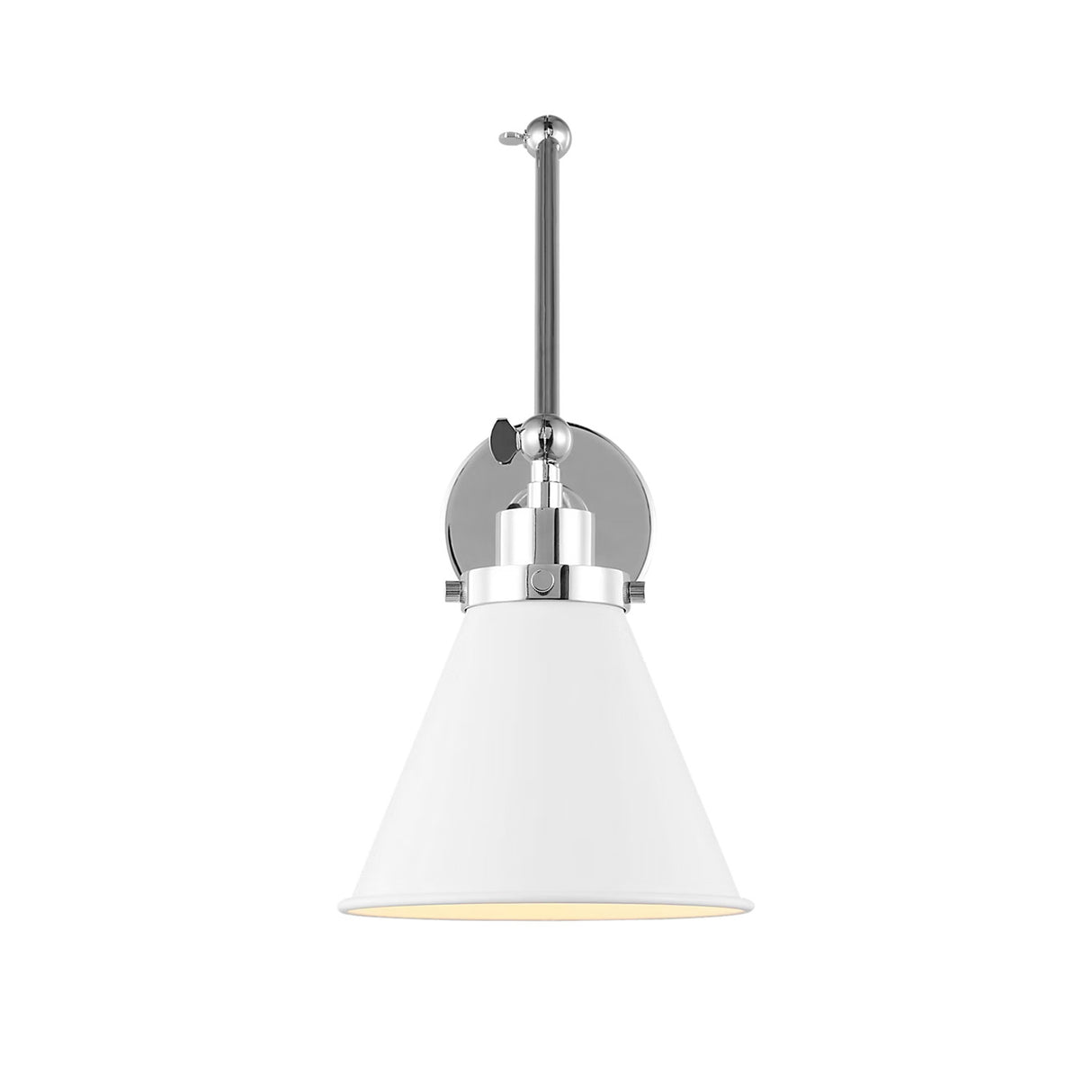 Classon Adjustable Two Arm Wall Sconce, Matte White and Polished Nickel