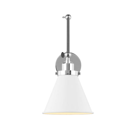 Classon Adjustable Two Arm Wall Sconce, Matte White and Polished Nickel