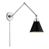 Classon Adjustable Two Arm Wall Sconce, Matte Black and Polished Nickel
