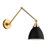 Rodney Adjustable Two Arm Wall Sconce, Matte Black and Modern Brass