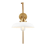 Franklin Adjustable Two Arm Wall Sconce, Matte White and Modern Brass