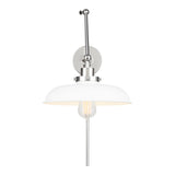 Franklin Adjustable Two Arm Wall Sconce, Matte White and Polished Nickel