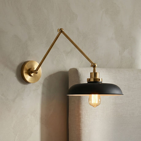 Franklin Adjustable Two Arm Wall Sconce for Industrial home with Gray Wall Siding