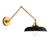 Franklin Adjustable Two Arm Wall Sconce, Matte Black and Modern Brass