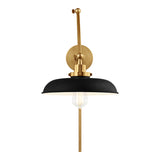 Franklin Adjustable Two Arm Wall Sconce, Matte Black and Modern Brass