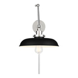 Franklin Adjustable Two Arm Wall Sconce, Matte Black and Polished Nickel