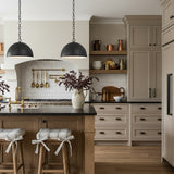 Arlen Pendant 24, Aged Iron for Modern Farmhouse home with Beige Kitchen