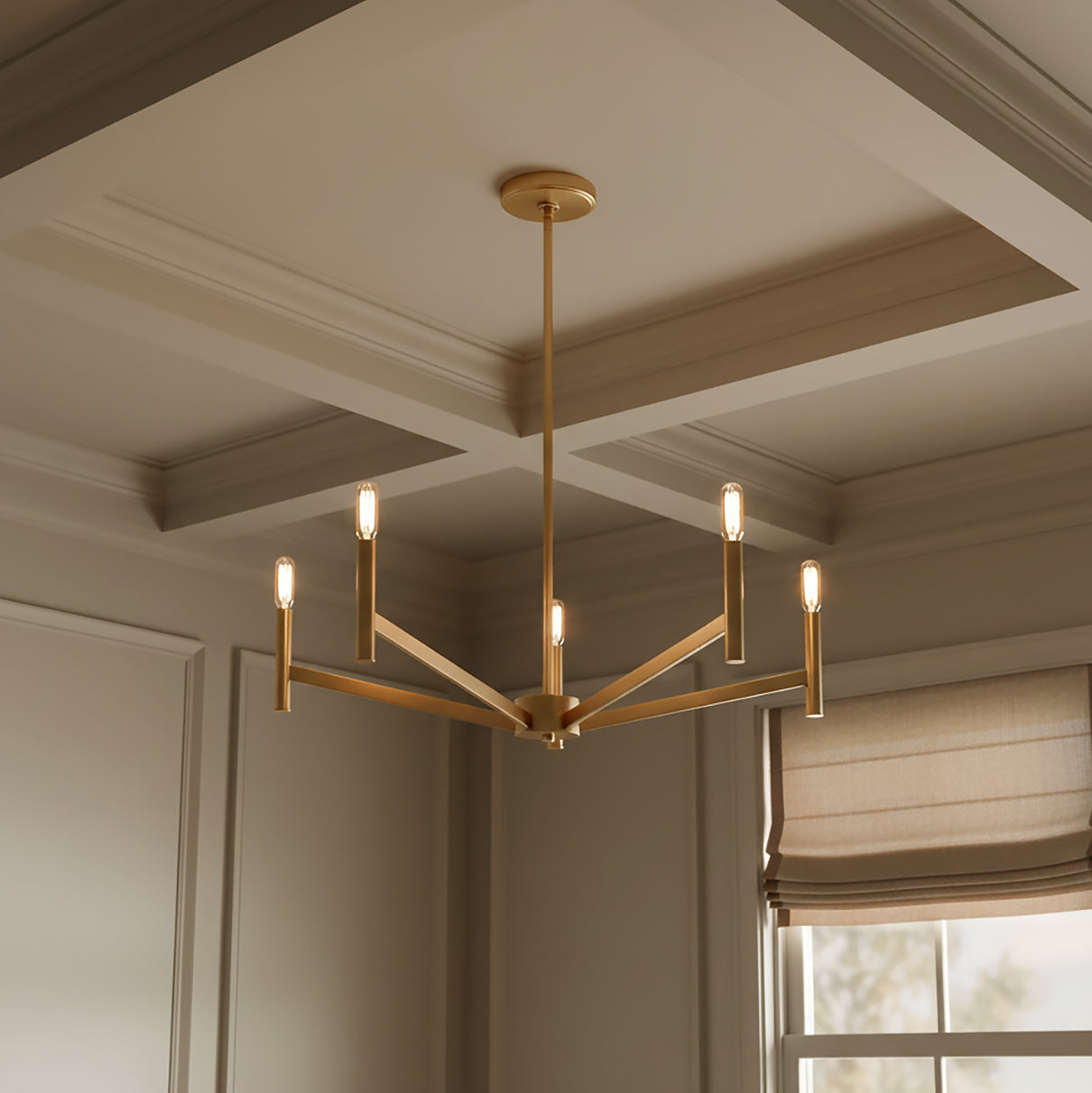 Foster 5 Light Chandelier 28" for Transitional home with Warm Beige walls