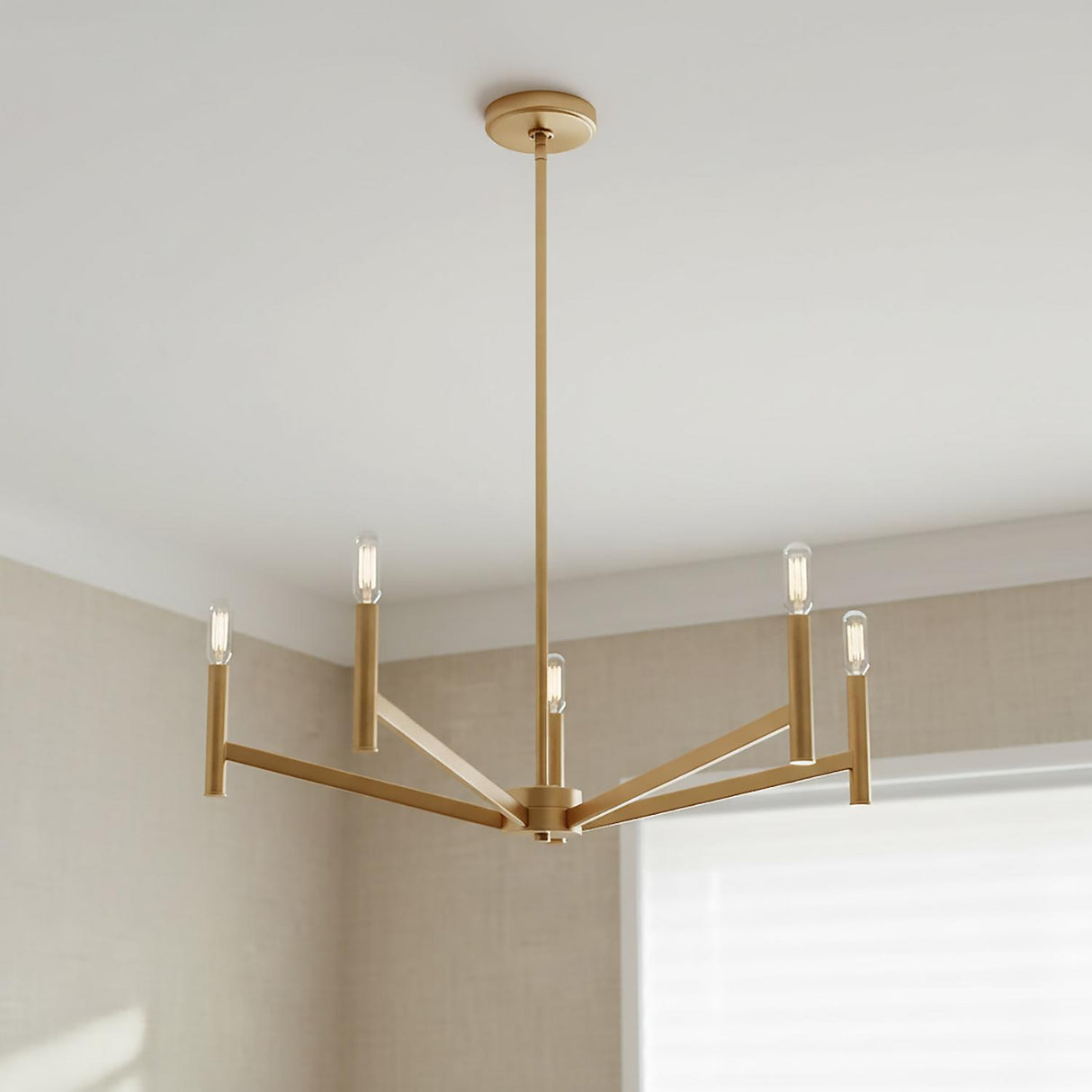 Foster 5 Light Chandelier 28", Satin Brass