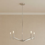 Foster 5 Light Chandelier 28" for Modern home with Beige Wallpaper