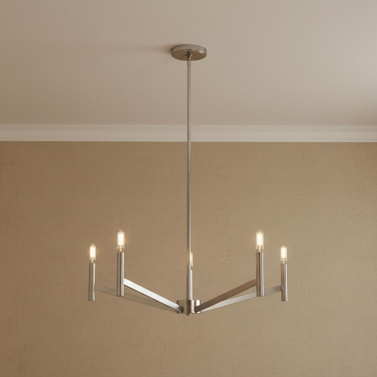 Foster 5 Light Chandelier 28", Brushed Nickel