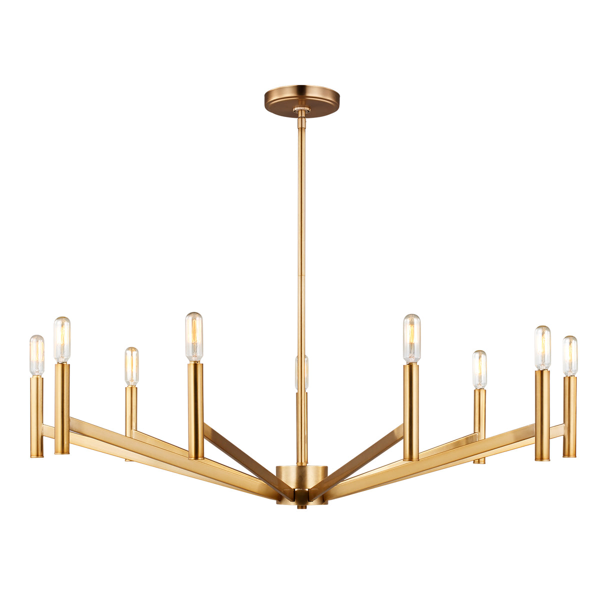 Foster 9 Light Chandelier 36", Satin Brass