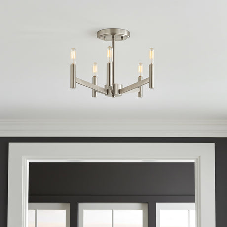 Foster Semi-Flush 18", Brushed Nickel for Modern home with White Trim