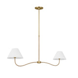 Harlow 2 Light Linear Pendant 51", Modern Brass with Rattan