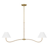 Harlow 2 Light Linear Pendant 51", Modern Brass with Rattan
