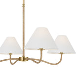 Harlow 4 Light Chandelier 35", Modern Brass with Rattan