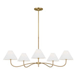 Harlow 5 Light Chandelier 51", Modern Brass with Rattan