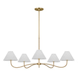 Harlow 5 Light Chandelier 51", Modern Brass with Rattan