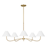 Harlow 5 Light Chandelier 51", Modern Brass with Rattan