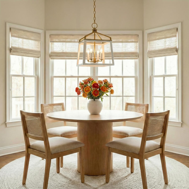 Fillmore Medium Lantern Pendant 13", Matte White and Modern Brass