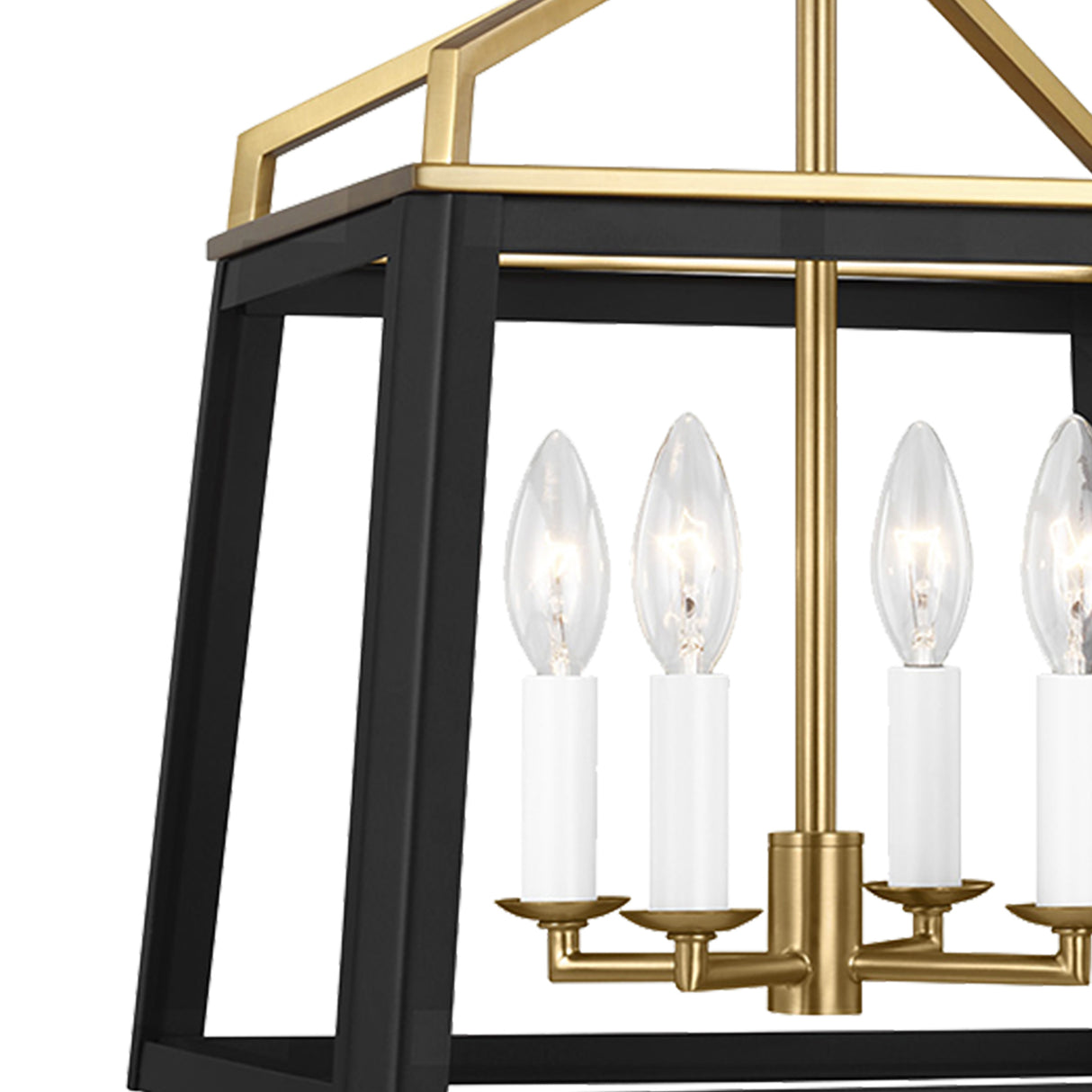 Fillmore Medium Lantern Pendant 13", Matte Black and Modern Brass