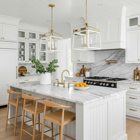 Fillmore Large Lantern Pendant 18", Matte White and Modern Brass