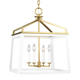 Fillmore Large Lantern Pendant 18", Matte White and Modern Brass