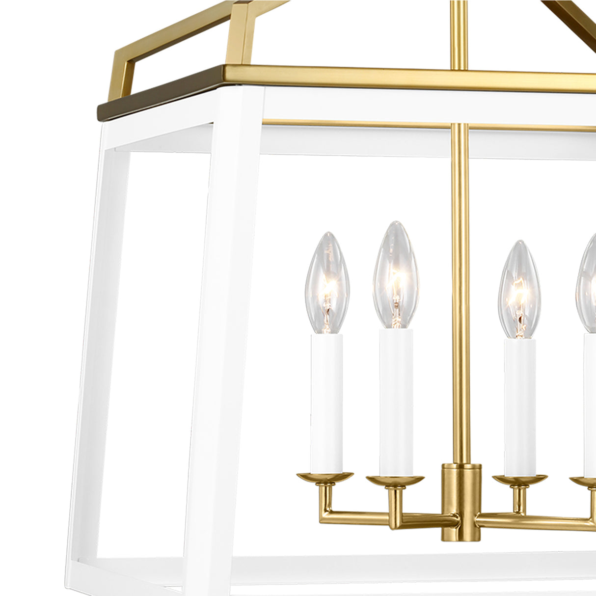 Fillmore Large Lantern Pendant 18", Matte White and Modern Brass