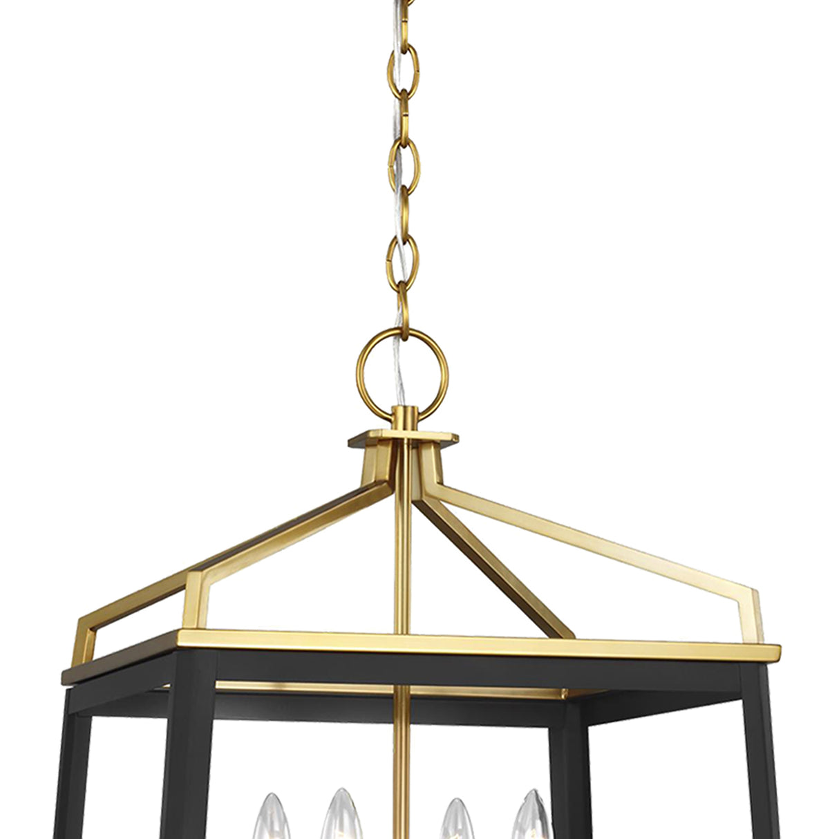 Fillmore Large Lantern Pendant 18", Matte Black and Modern Brass