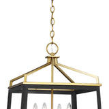 Fillmore Large Lantern Pendant 18", Matte Black and Modern Brass