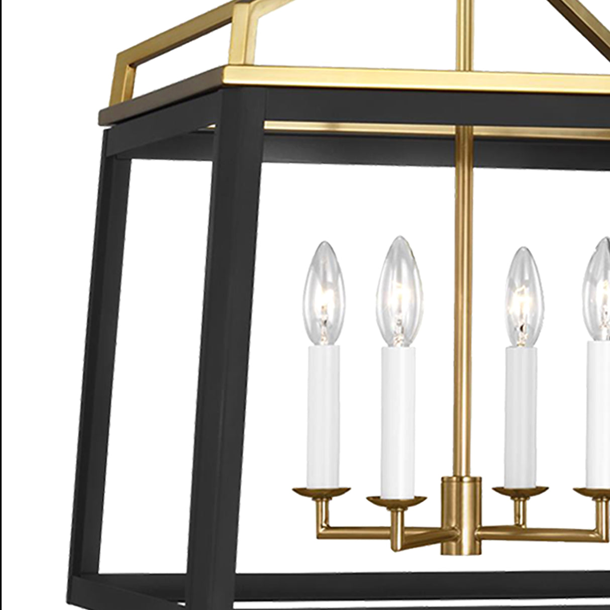 Fillmore Large Lantern Pendant 18", Matte Black and Modern Brass