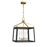 Fillmore Large Lantern Pendant 18", Matte Black and Modern Brass