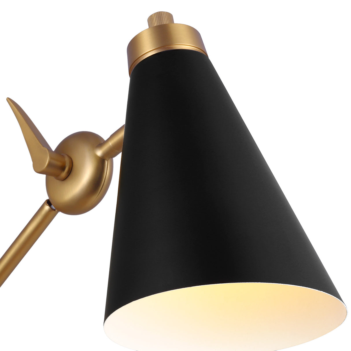 Langdon Adjustable Two Arm Wall Sconce, Matte Black and Modern Brass