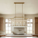 Fillmore Linear Lantern Pendant 48" for Modern Farmhouse home with White Siding