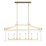Fillmore Linear Lantern Pendant 48", Matte White and Modern Brass